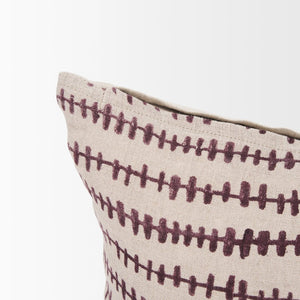 Mercana Jenna Decorative Pillow Cover - Modern Cream Linen with Hand-Drawn Black Print for Stylish Living Spaces Beige/Merlot | 14x26 70324