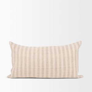 Mercana Jace Decorative Pillow Cover in Timeless Striped Design for Versatile Home Accent and Comfort Cream/Beige | 14x26 70326