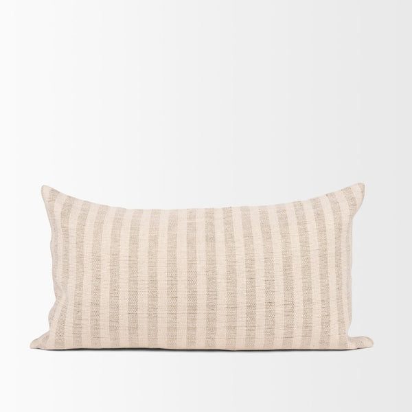 Mercana Jace Decorative Pillow Cover in Timeless Striped Design for Versatile Home Accent and Comfort Cream/Beige | 14x26 70326