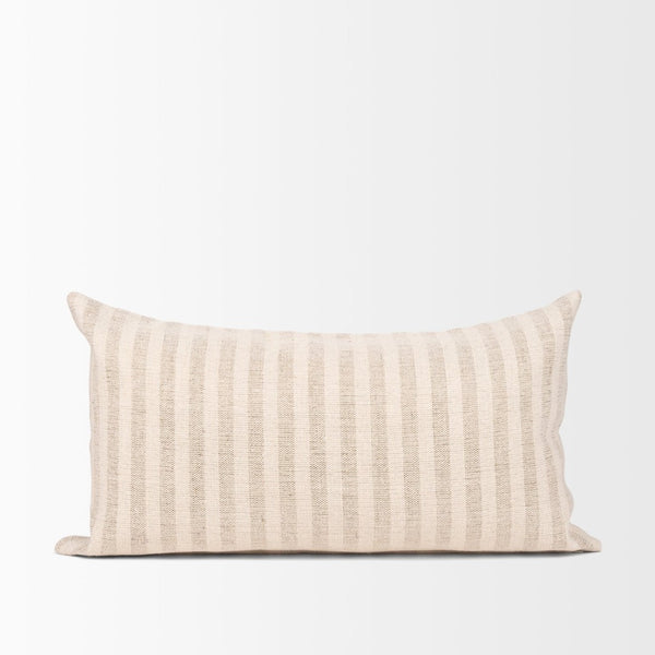 Mercana Jace Decorative Pillow Cover in Timeless Striped Design for Versatile Home Accent and Comfort Cream/Beige | 14x26 70326