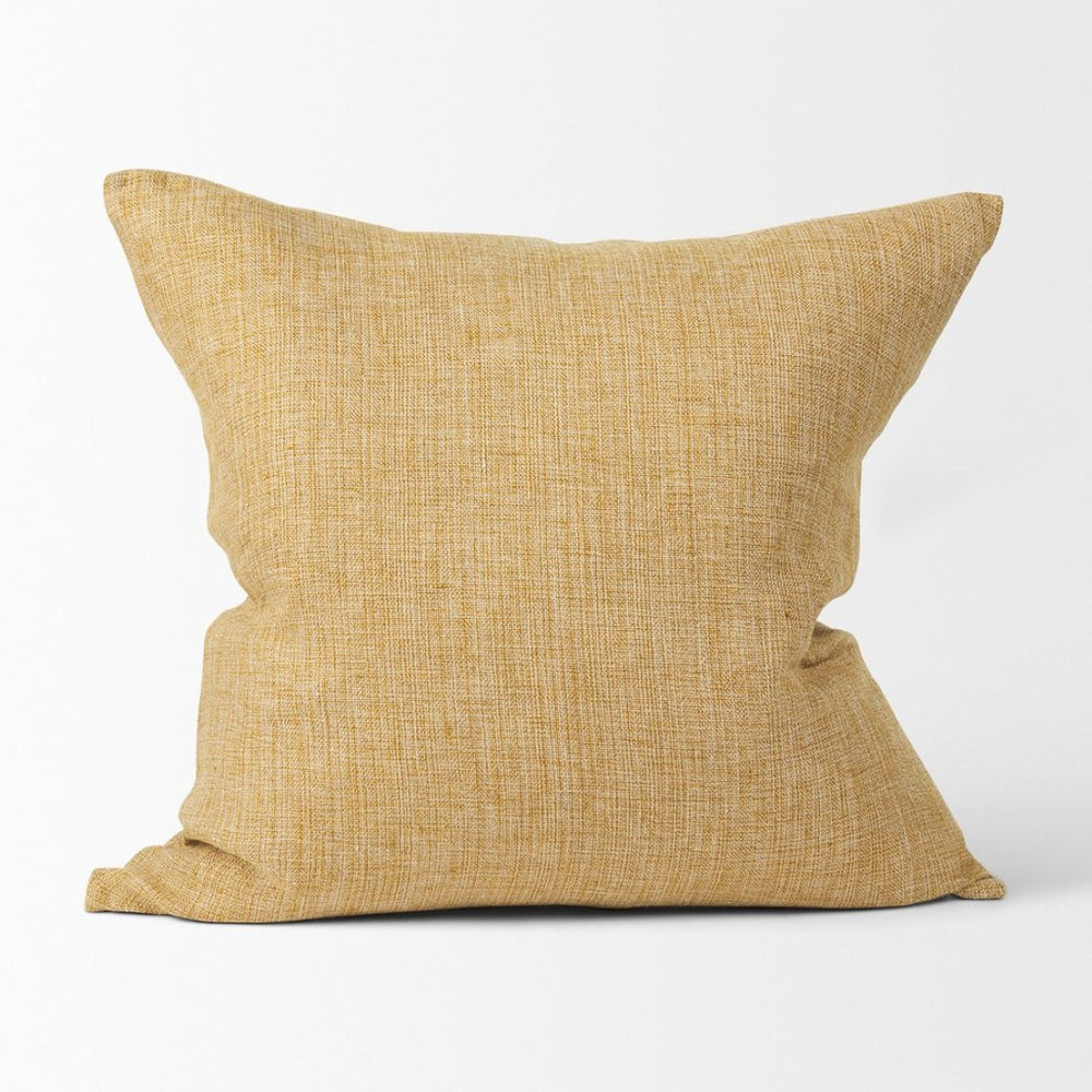 Mercana Jacklyn Mustard Linen Square Pillow Cover - Effortless Style for Modern Home Decor Enhancement Mustard | 22x22 70332