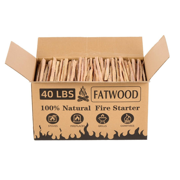 English Elm 40 Lbs Natural Pine Fatwood Kindling Sticks for Fireplace Stove Campfire and Grill W2640P347125