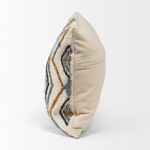 Mercana Kitt Square Pillow Cover - Handwoven Wool Accent with Bold Geometric Design for Stylish Interiors Cream | Embroidered | 14x26 70335