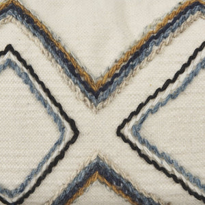 Mercana Kitt Square Pillow Cover - Handwoven Wool Accent with Bold Geometric Design for Stylish Interiors Cream | Embroidered | 14x26 70335
