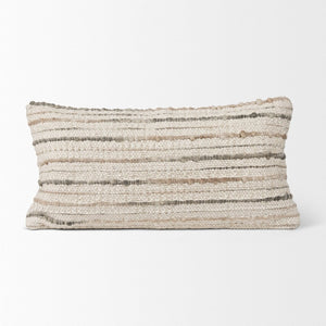 Mercana Kodi Handwoven Pillow Cover - Timeless Neutral Accent for Modern and Farmhouse Decor, 20" x 20" Cream | Stripes | 14x26 70340