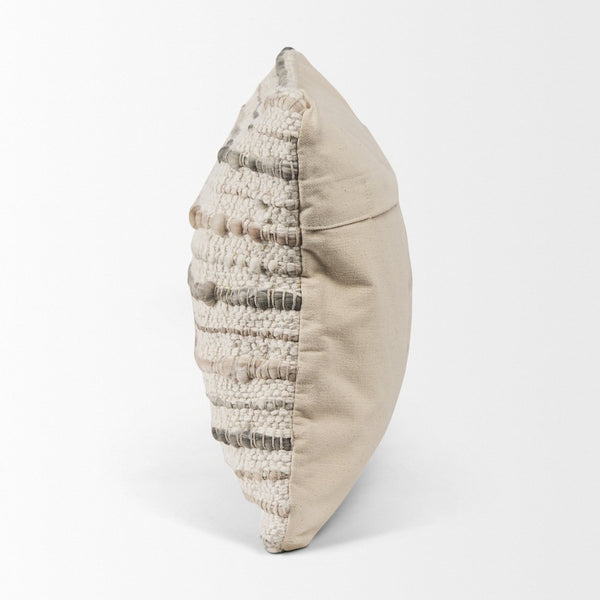 Mercana Kodi Handwoven Pillow Cover - Timeless Neutral Accent for Modern and Farmhouse Decor, 20" x 20" Cream | Stripes | 14x26 70340