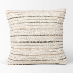 Mercana Kodi Handwoven Pillow Cover - Timeless Neutral Accent for Modern and Farmhouse Decor, 20" x 20" Cream | Stripes | 20x20 70341