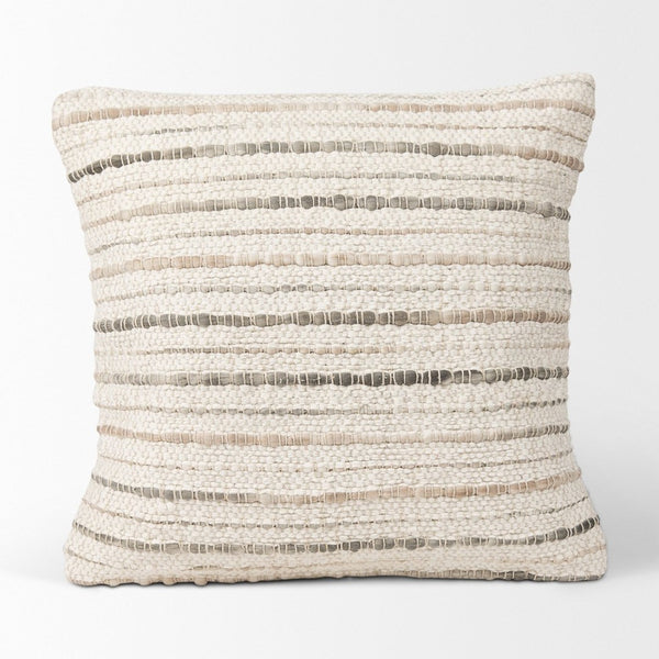 Mercana Kodi Handwoven Pillow Cover - Timeless Neutral Accent for Modern and Farmhouse Decor, 20" x 20" Cream | Stripes | 20x20 70341