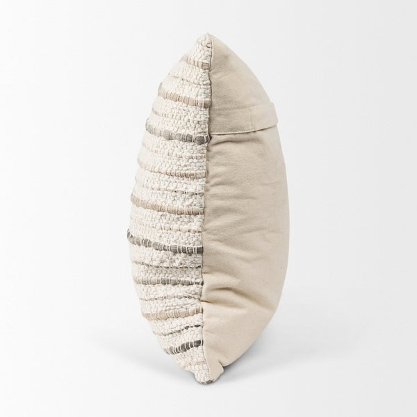 Mercana Kodi Handwoven Pillow Cover - Timeless Neutral Accent for Modern and Farmhouse Decor, 20" x 20" Cream | Stripes | 20x20 70341