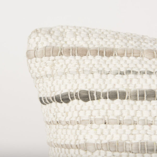 Mercana Kodi Handwoven Pillow Cover - Timeless Neutral Accent for Modern and Farmhouse Decor, 20" x 20" Cream | Stripes | 20x20 70341