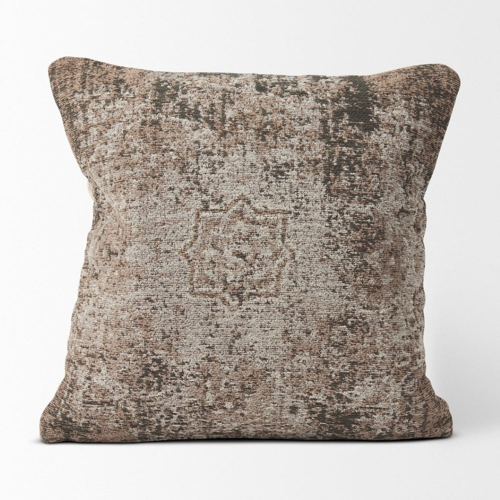 Mercana Khloe Heirloom-Inspired Square Pillow Cover - Vintage Rug Aesthetic for Timeless Home Elegance Taupe | Jacquard | 20x20 70343