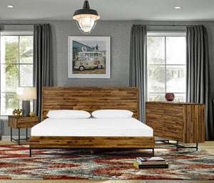English Elm Dorvelle Rustic Acacia Platform Queen Bed with Antique Finish, No Box Spring, 7" Clearance, Brown B2736S00019