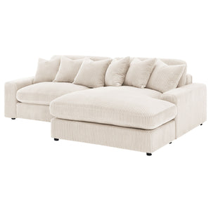 English Elm Upton Sand Reversible Sectional Sofa with Trillium Blend Cushions, Neutral Modern Comfort for Family Living B062S01241