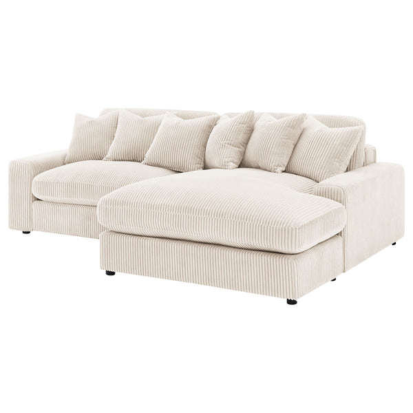 English Elm Upton Sand Reversible Sectional Sofa with Trillium Blend Cushions, Neutral Modern Comfort for Family Living B062S01241