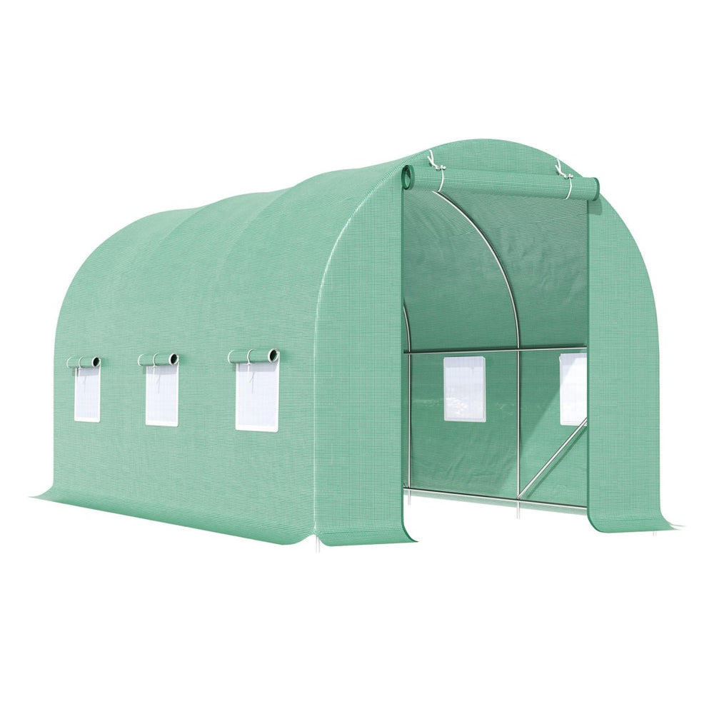 English Elm Outsunny Walk-in Tunnel Greenhouse with Galvanized Frame and Six Mesh Vent Windows W2225P200621