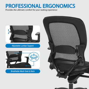 OSP Home Furnishings Manager's Ergonomic Mesh Office Chair with Lumbar Support and Synchro Recline Mechanism 2787R