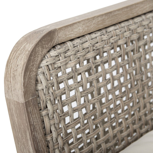 English Elm Outdoor Acacia Wood Club Chair Deep Seating Woven Back Patio Lounge Resort Style N780P171149B