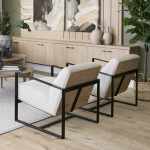 Mercana Stamford Modern Upholstered Accent Chair with Wood Back and Sturdy Metal Frame for Stylish Comfort 68760