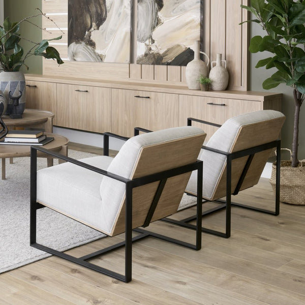 Mercana Stamford Modern Upholstered Accent Chair with Wood Back and Sturdy Metal Frame for Stylish Comfort 68760