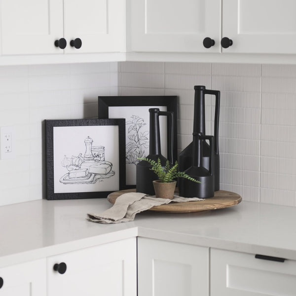 Mercana Burton Small Jug Vase - Sleek Ceramic Design for Modern & Rustic Decor, Perfect for Any Space Matte Black Ceramic | 10H 69986