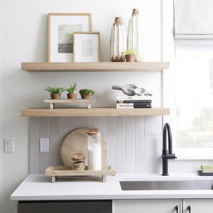 Mercana Carver Set of 2 Rustic Elevated Wooden Trays – Stylish Organizers for Home Décor & Essentials White-washed Wood | Rectangular 70067