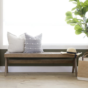 Mercana Arvin Solid Wood Bench with Woven Cane Seat - Versatile Accent for Entryways, Living Rooms & More Brown Wood 70070