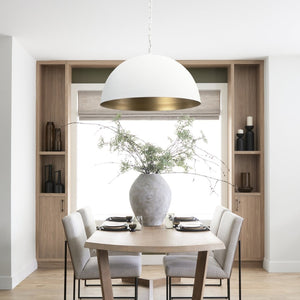 Mercana Juniper Pendant Light - Modern Matte Dome with Gold Interior for Stunning Ambient Home Illumination White | 36" Round 70103