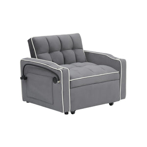 English Elm 1 Velvet Convertible Sleeper Sofa with Usb Port Adjustable Back and Rolling Casters Dark Gray W2564P462077