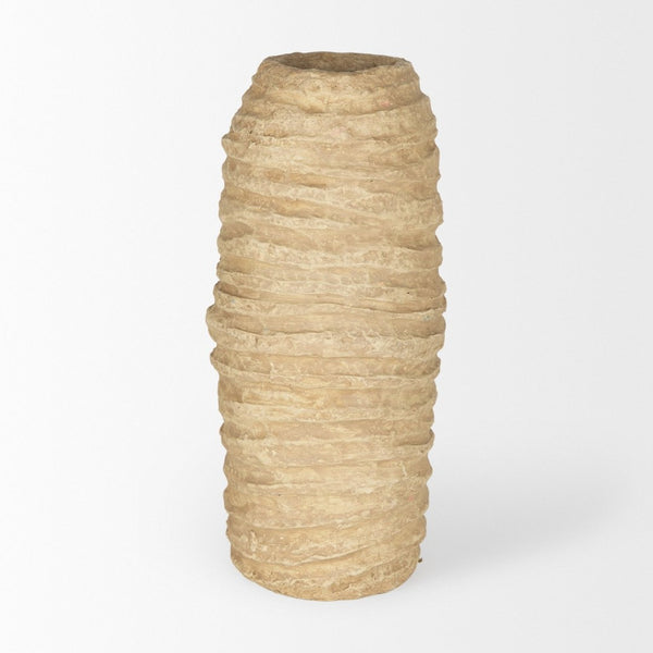 Mercana Kamli Artisanal Eco-Friendly Vase – Handmade Paper-Mâché Accent for Modern Boho and Rustic Decor Beige Paper Mache | Large 70213