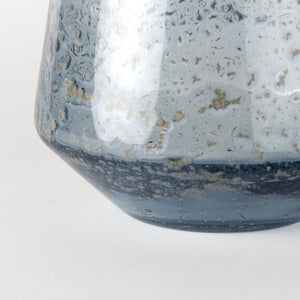 Mercana Robyn Coastal Elegance Short Glass Vase - Translucent Blue Decor for Fresh Flowers & Botanicals Blue Glass | Large 70352