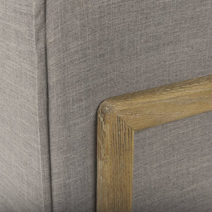 Mercana Roy 84" Upholstered Three-Seater Sofa with Detachable Cushions and Throw Pillows for Ultimate Comfort Flint Gray Fabric | Brown Wood 68710