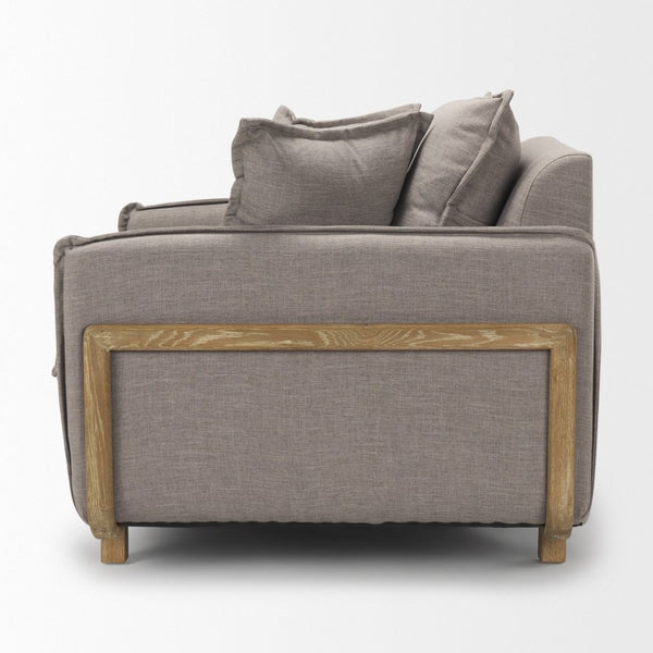 Mercana Roy Luxurious Upholstered Armchair with Solid Wood Frame for Elegant Living Room Comfort & Style Flint Gray Fabric | Brown Wood 68714