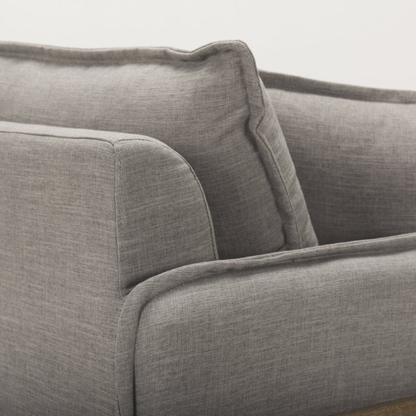 Mercana Roy Luxurious Upholstered Armchair with Solid Wood Frame for Elegant Living Room Comfort & Style Flint Gray Fabric | Brown Wood 68714