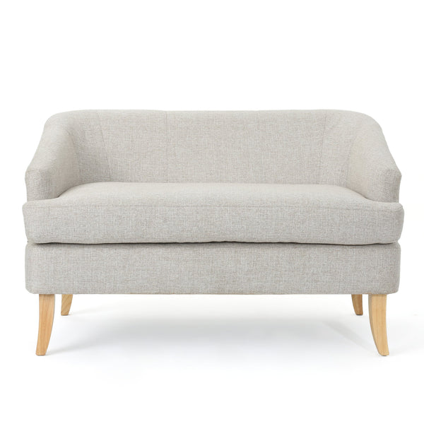English Elm Christopher Knight Home® - LOVESEAT Mid-Century Modern Beige Fabric Sofa with Wood Legs, High-Density Foam Comfort, 49.25" W 60868.00BTWD