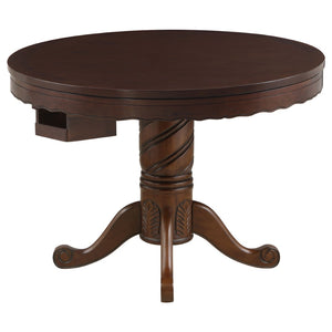 English Elm Chilmark Five Piece Game Set with Carved Pedestal Base and Leatherette Caster Chairs B062S00895