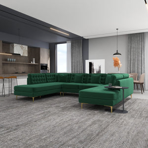 English Elm Brooke Velvet U-shaped Sectional Sofa with Block Legs for Spacious Living Rooms B183S00064