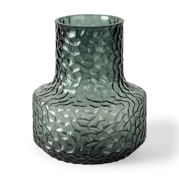 Mercana Jolene Pebbled Glass Vase – Translucent Green with Textured Finish for Elegant Home Décor Accents Green Glass | Short 70364