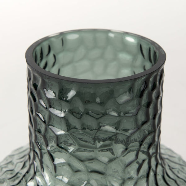 Mercana Jolene Pebbled Glass Vase – Translucent Green with Textured Finish for Elegant Home Décor Accents Green Glass | Short 70364