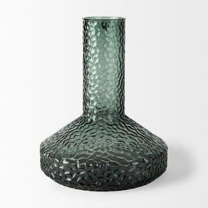 Mercana Jolene Pebbled Glass Vase – Translucent Green with Textured Finish for Elegant Home Décor Accents Green Glass | Tall 70365