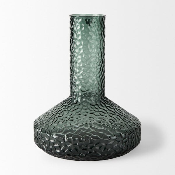 Mercana Jolene Pebbled Glass Vase – Translucent Green with Textured Finish for Elegant Home Décor Accents Green Glass | Tall 70365