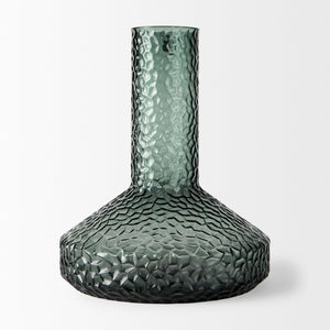 Mercana Jolene Pebbled Glass Vase – Translucent Green with Textured Finish for Elegant Home Décor Accents Green Glass | Tall 70365