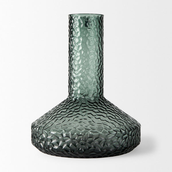 Mercana Jolene Pebbled Glass Vase – Translucent Green with Textured Finish for Elegant Home Décor Accents Green Glass | Tall 70365