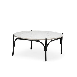Mercana Etienne Round Coffee Table with Elegant Marble Top and Sturdy Industrial Base for Sophisticated Spaces 68507-AB