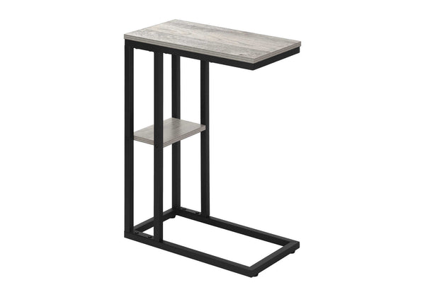 English Elm Accent Table - Sleek C-Shaped Design For Living Room & Bedroom - Grey Laminate With Black Metal Frame B2710P219397