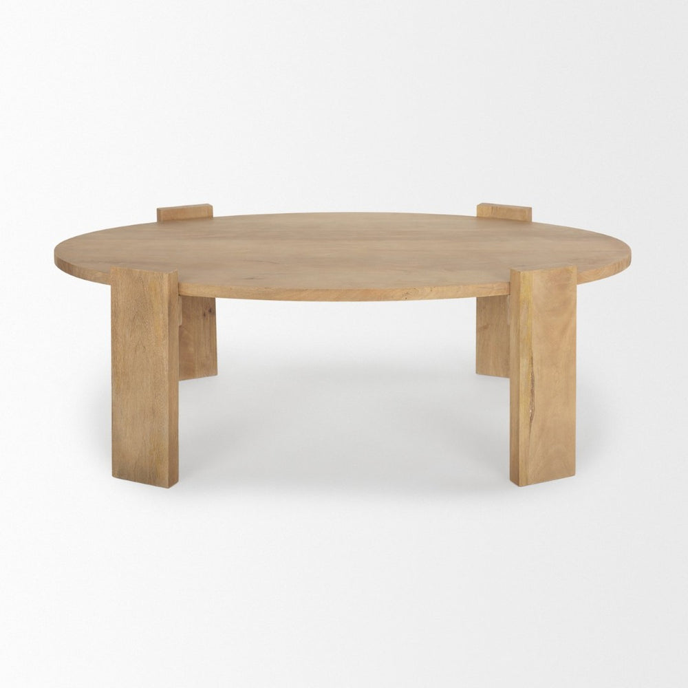Mercana Evelyn Contemporary Rustic Coffee Table - Solid Mango Wood, Unique Design for Modern Living Spaces 70114