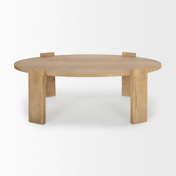 Mercana Evelyn Contemporary Rustic Coffee Table - Solid Mango Wood, Unique Design for Modern Living Spaces 70114