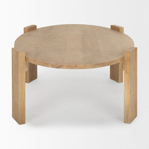 Mercana Evelyn Contemporary Rustic Coffee Table - Solid Mango Wood, Unique Design for Modern Living Spaces 70114