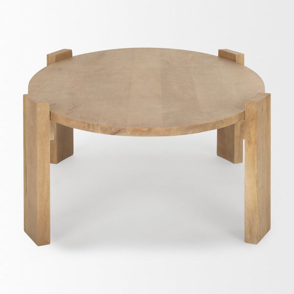 Mercana Evelyn Contemporary Rustic Coffee Table - Solid Mango Wood, Unique Design for Modern Living Spaces 70114
