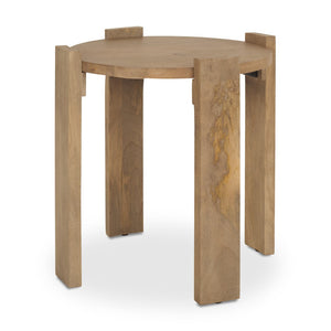 Mercana Evelyn Solid Mango Wood End Table – Compact Contemporary Rustic Accent for Any Living Space 70115