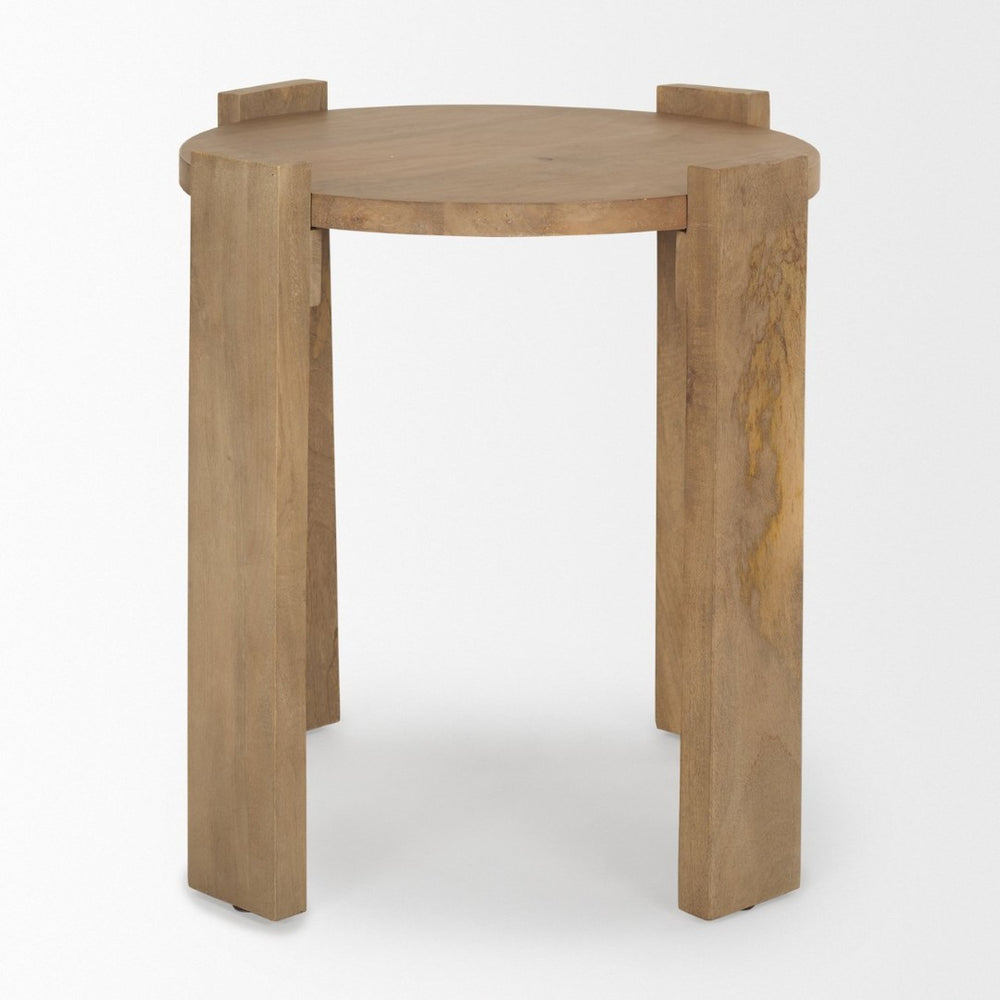 Mercana Evelyn Solid Mango Wood End Table – Compact Contemporary Rustic Accent for Any Living Space 70115